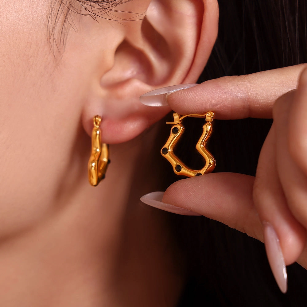 Wholesale Heart Shape Imitation Pearl Earrings Stainless Steel Gold Plated Earrings