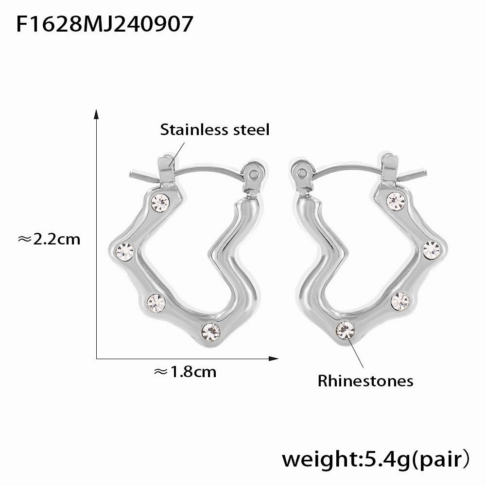 Wholesale Heart Shape Imitation Pearl Earrings Stainless Steel Gold Plated Earrings