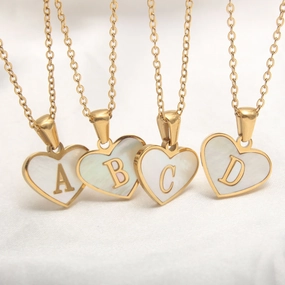 Wholesale Heart Shape Shell Stainless Steel Necklaces