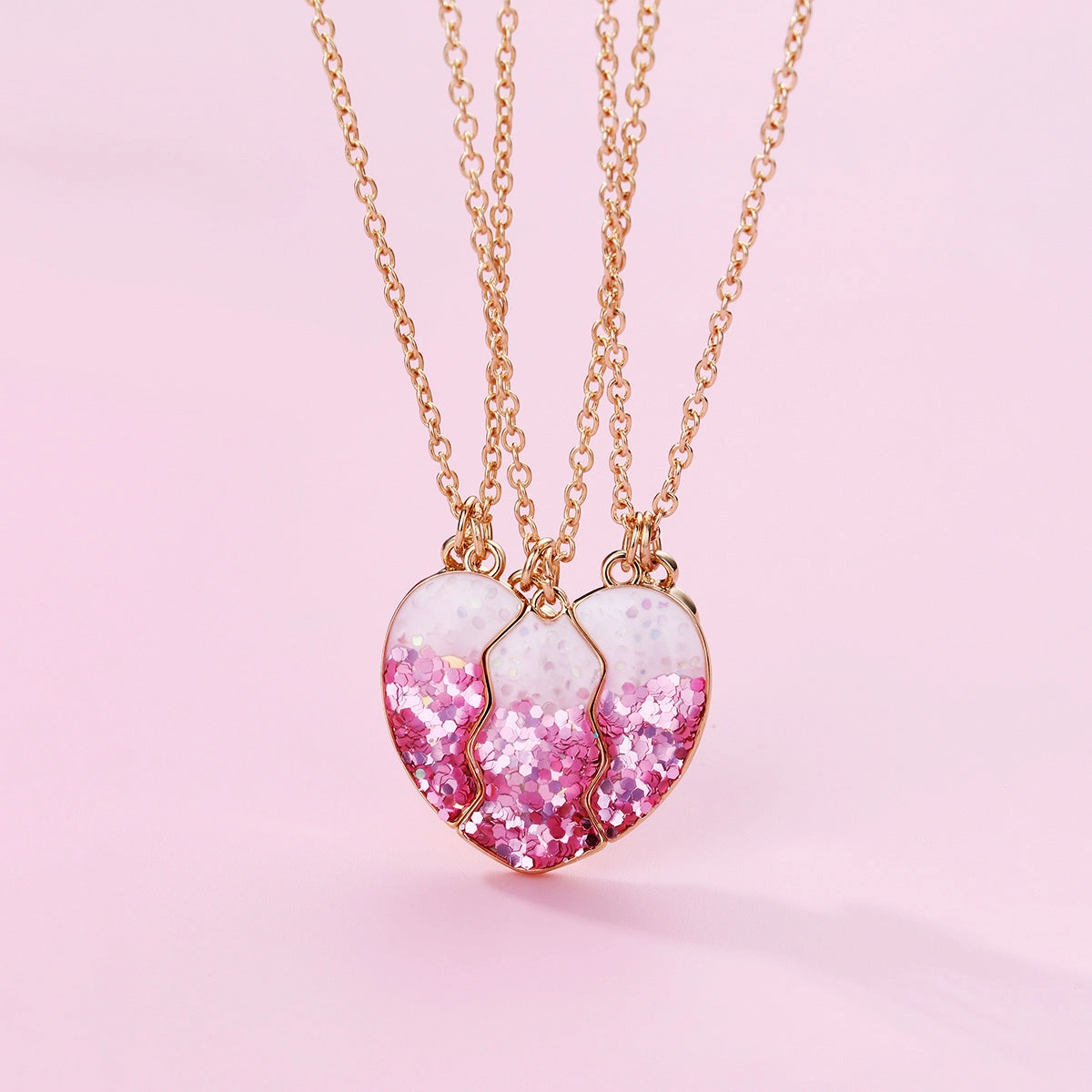 Wholesale Heart Shaped Alloy Children's Necklace Three Pieces