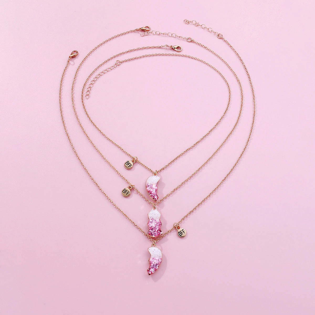 Wholesale Heart Shaped Alloy Children's Necklace Three Pieces