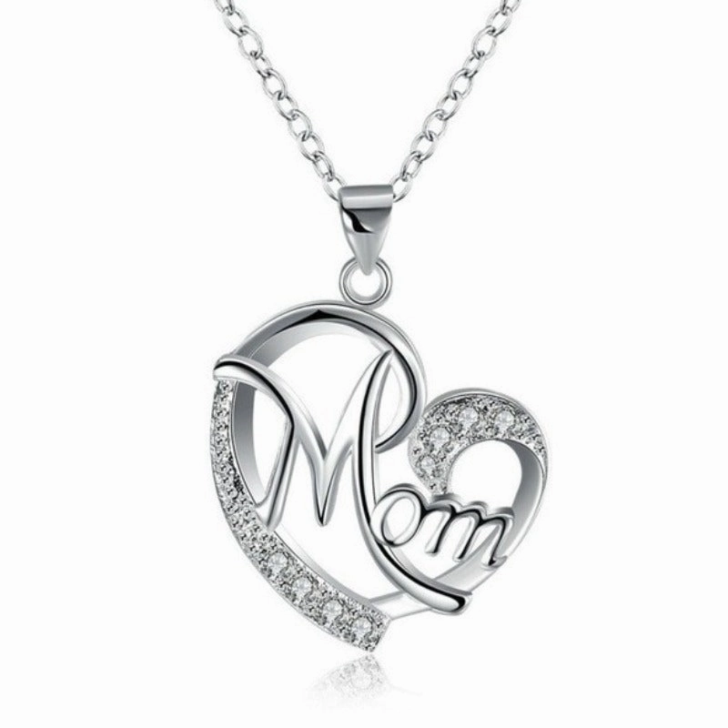 Wholesale Heart Shaped Heart-shaped Heart Set with Diamond Letters Clavicle Chain