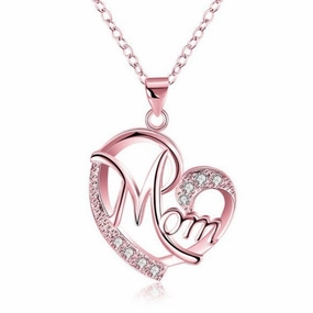 Wholesale Heart Shaped Heart-shaped Heart Set with Diamond Letters Clavicle Chain