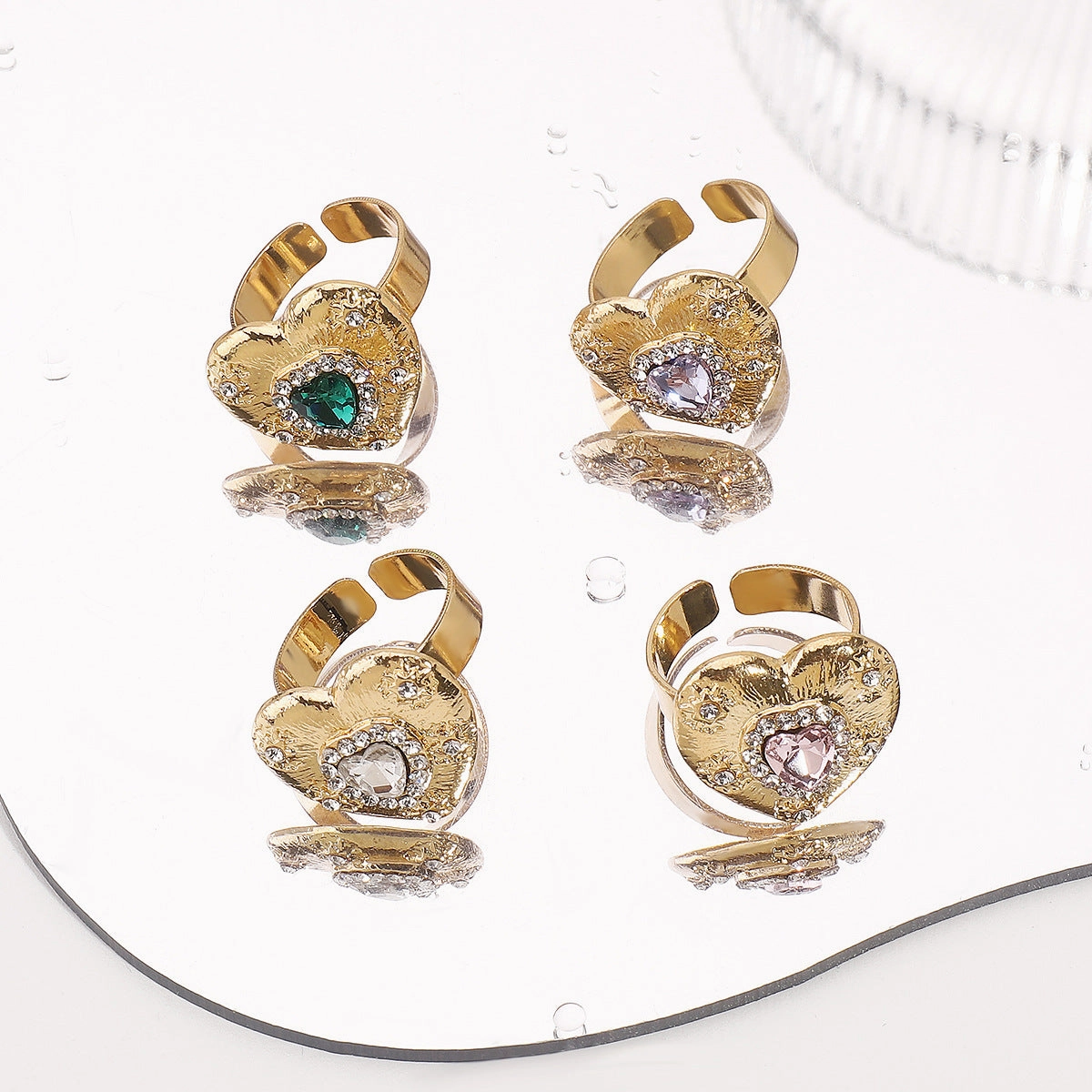 Wholesale Heart-shaped Lava Texture Zircon Necklace