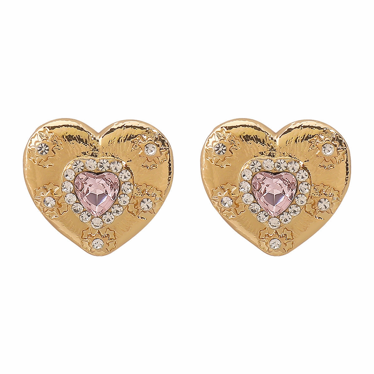 Wholesale Heart-shaped Lava Texture Zircon Necklace