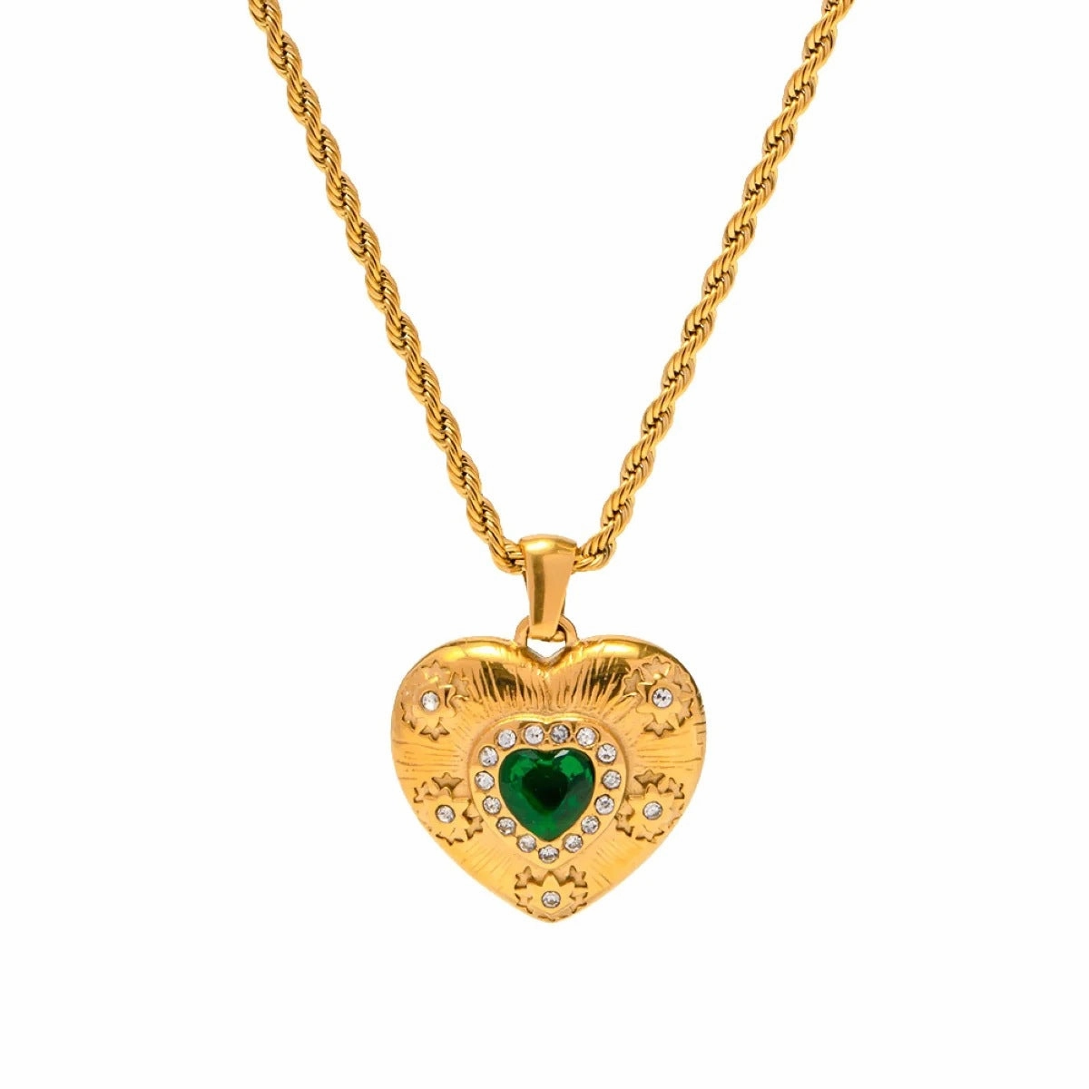 Wholesale Heart-shaped Lava Texture Zircon Necklace