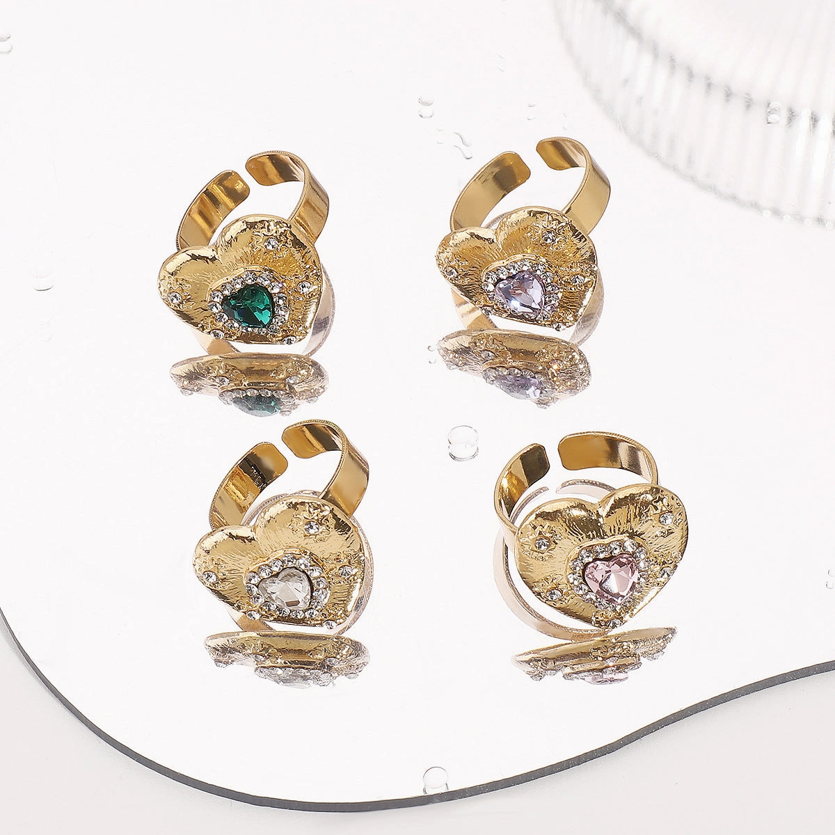 Wholesale Heart-shaped Lava Texture Zircon Necklace