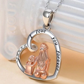 Wholesale Heart Shaped Mother's Day Mother and Daughter Necklace