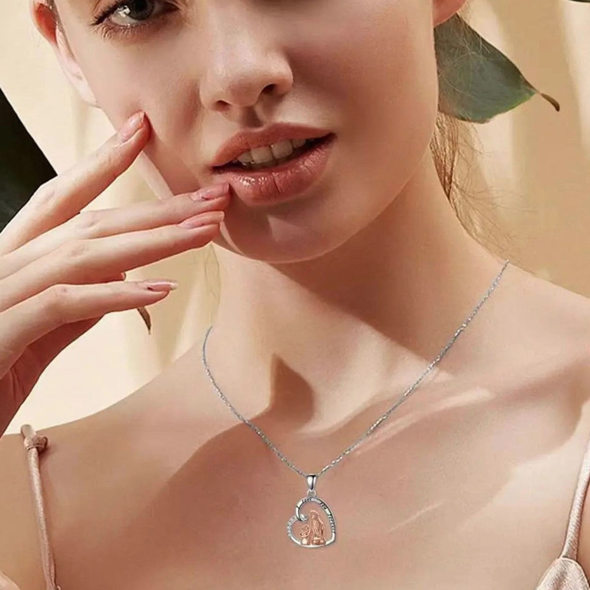 Wholesale Heart Shaped Mother's Day Mother and Daughter Necklace