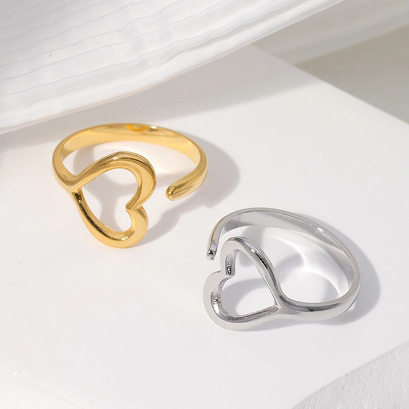 Wholesale Heart-shaped Opening Titanium Steel Rings