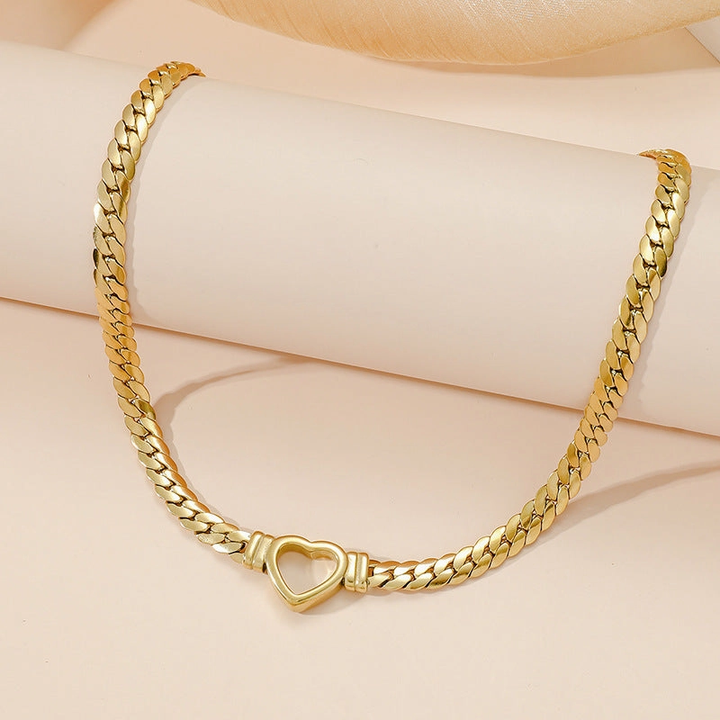 Wholesale Heart Shaped Titanium Steel Necklace Snake Bone Chain Clavicle Chain