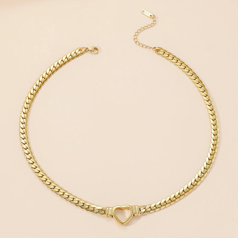 Wholesale Heart Shaped Titanium Steel Necklace Snake Bone Chain Clavicle Chain