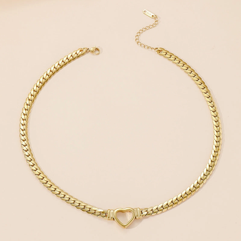 Wholesale Heart Shaped Titanium Steel Necklace Snake Bone Chain Clavicle Chain