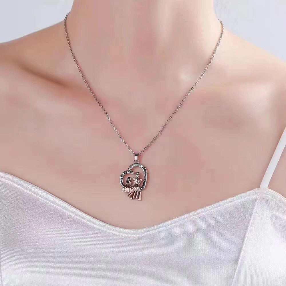 Wholesale Heart-shaped two-color MAMA Mother's Day crystal zircon necklace