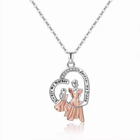 Wholesale Heart-shaped two-color MAMA Mother's Day crystal zircon necklace