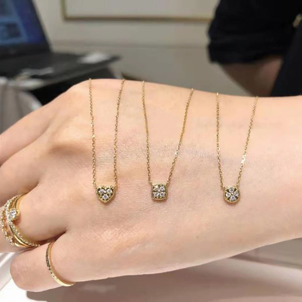 Wholesale Heart Type Round Square Type Single Zircon Clavicle Necklace