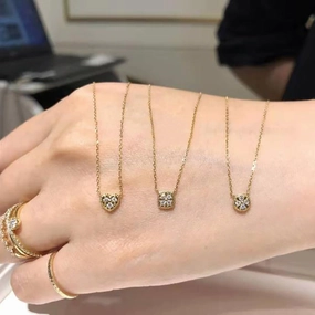 Wholesale Heart Type Round Square Type Single Zircon Clavicle Necklace