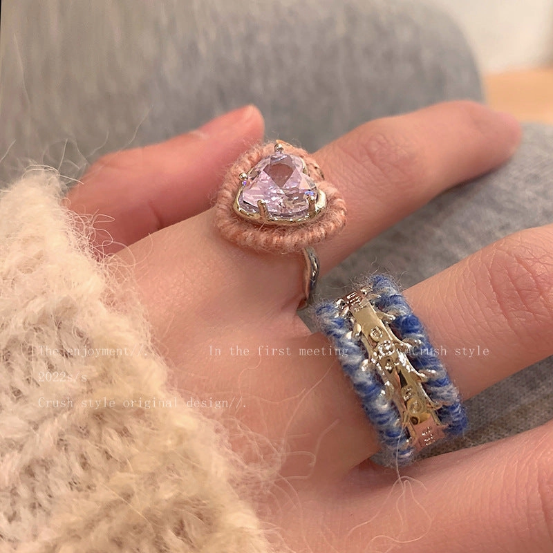 Wholesale Heart Zircon Plush Alloy Rings