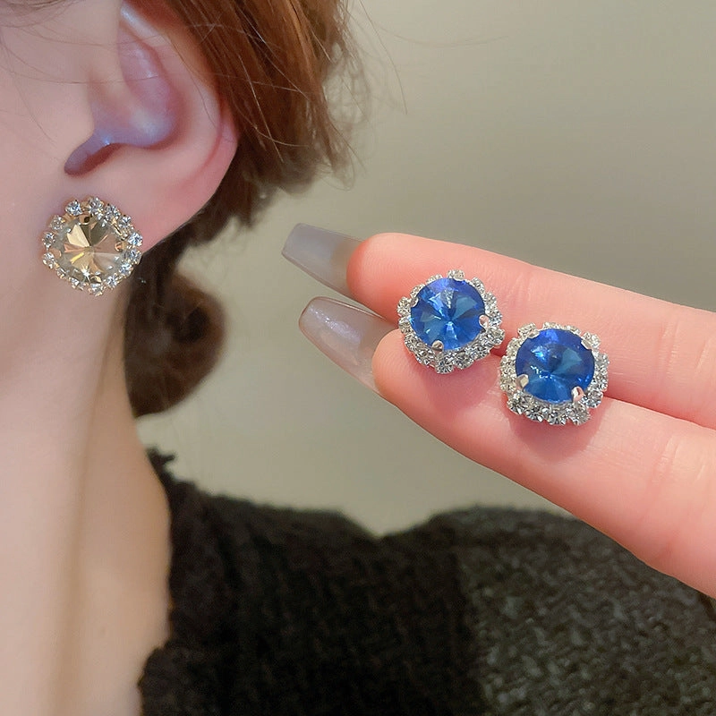 Wholesale Heavy Diamond Round Geometric Earrings and Necklace Set