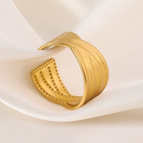 Wholesale High-end Retro Fashion Niche Open Design Adjustable Titanium Steel Stainless Steel Plated 18k Gold Rings