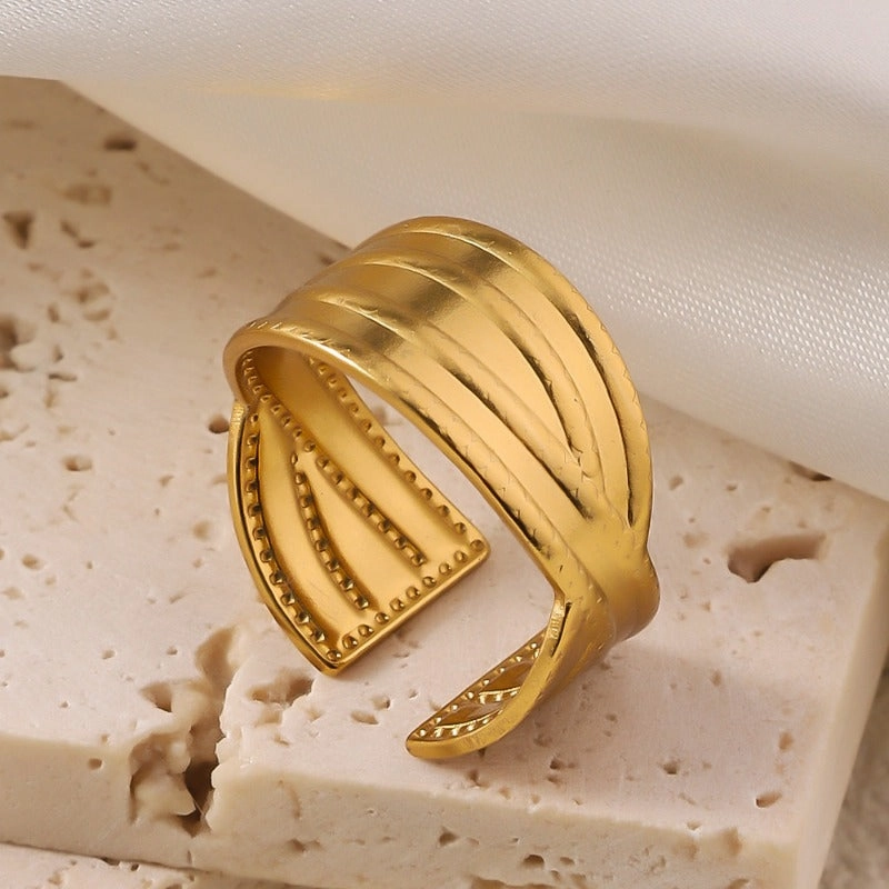 Wholesale High-end Retro Fashion Niche Open Design Adjustable Titanium Steel Stainless Steel Plated 18k Gold Rings
