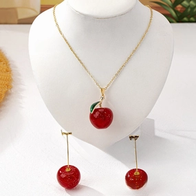 Wholesale High-grade Cherry Cherry Environmentally Friendly Acrylic Fruit Necklace Set