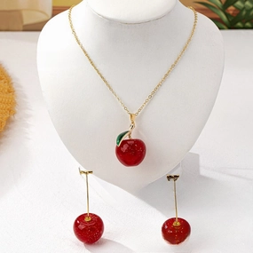 Wholesale High-grade Cherry Cherry Environmentally Friendly Acrylic Fruit Necklace Set