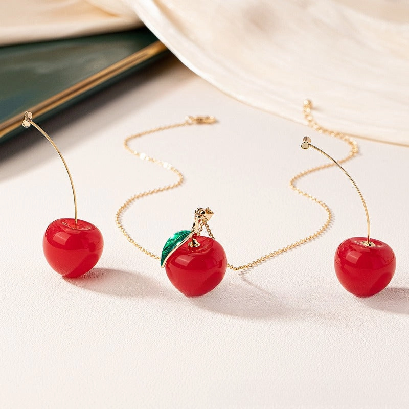 Wholesale High-grade Cherry Cherry Environmentally Friendly Acrylic Fruit Necklace Set