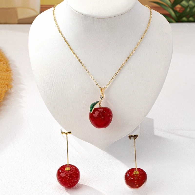 Wholesale High-grade Cherry Cherry Environmentally Friendly Acrylic Fruit Necklace Set