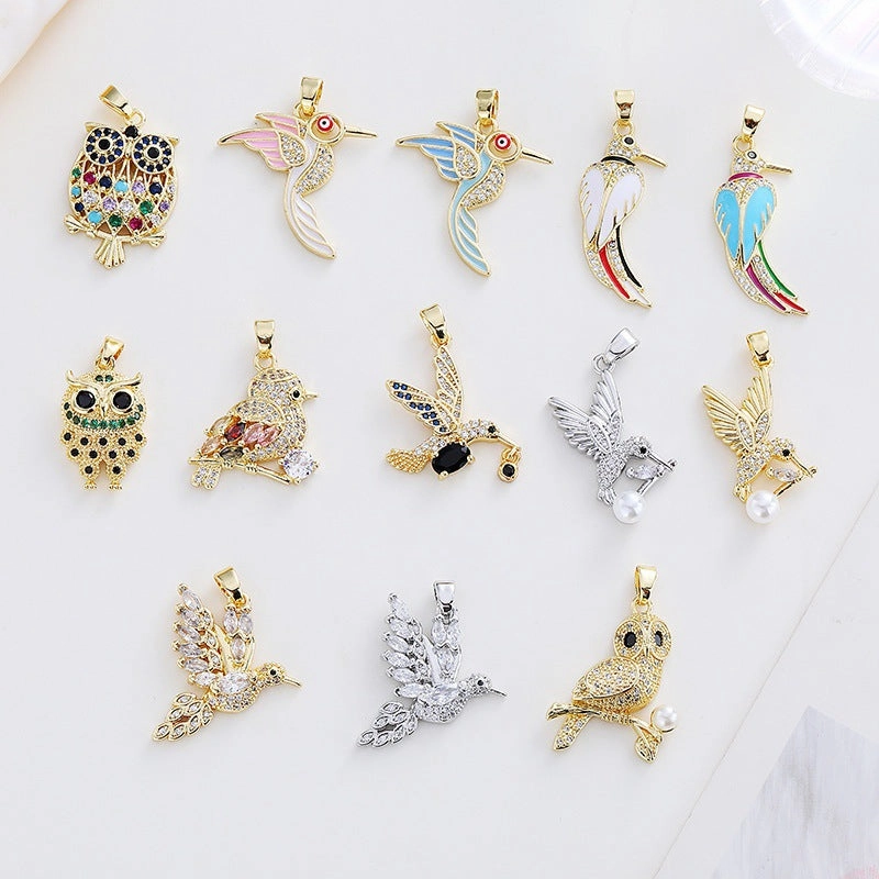 Wholesale High-grade Exquisite Bird Necklace Accessories Copper Plated Real Gold Color-preserving Pendant