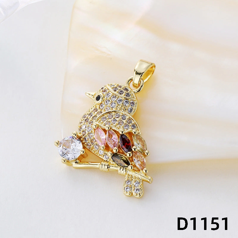 Wholesale High-grade Exquisite Bird Necklace Accessories Copper Plated Real Gold Color-preserving Pendant
