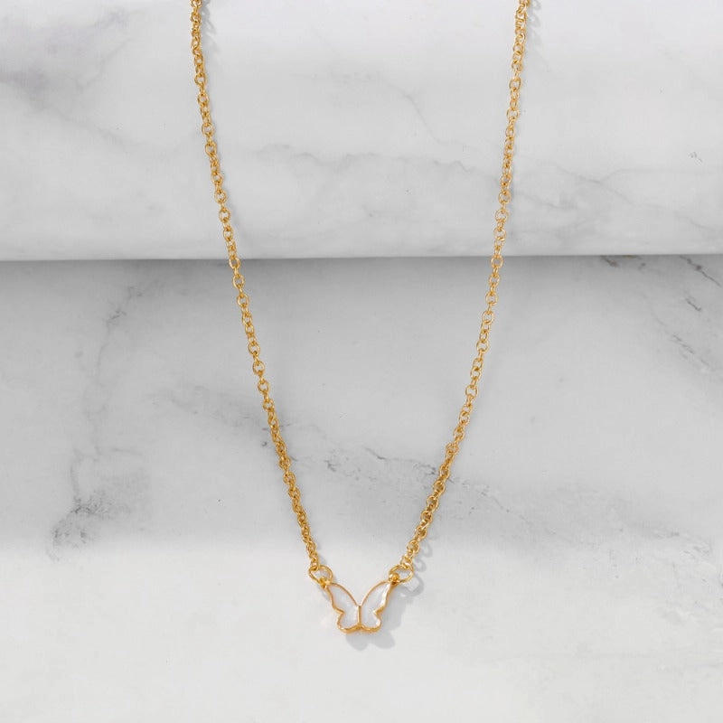 Wholesale High-grade Mother-of-pearl Butterfly Pendant Creative Simple Internet Celebrity Temperament Women's Clavicle Chain