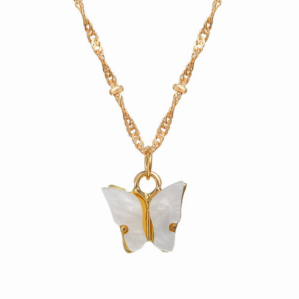 Wholesale High-grade Mother-of-pearl Butterfly Pendant Creative Simple Internet Celebrity Temperament Women's Clavicle Chain