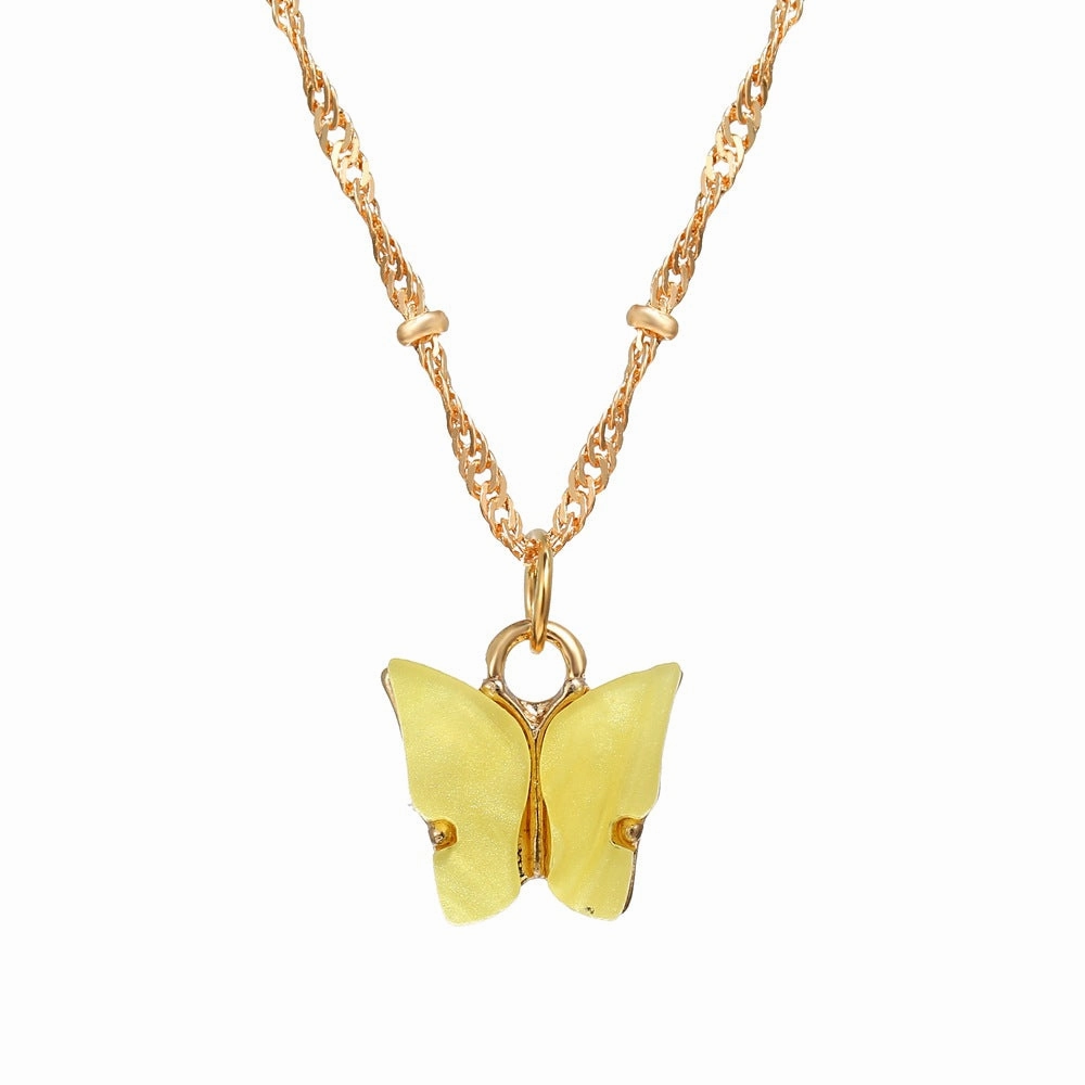Wholesale High-grade Mother-of-pearl Butterfly Pendant Creative Simple Internet Celebrity Temperament Women's Clavicle Chain