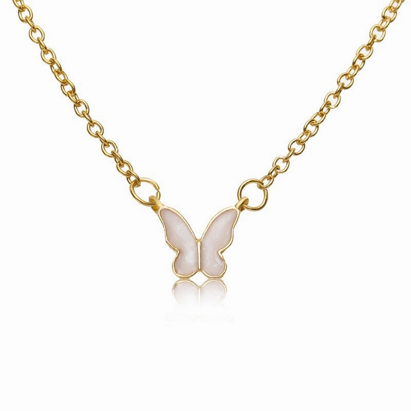 Wholesale High-grade Mother-of-pearl Butterfly Pendant Creative Simple Internet Celebrity Temperament Women's Clavicle Chain
