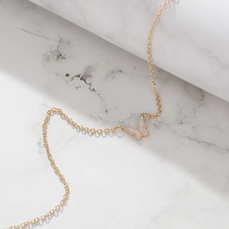 Wholesale High-grade Mother-of-pearl Butterfly Pendant Creative Simple Internet Celebrity Temperament Women's Clavicle Chain