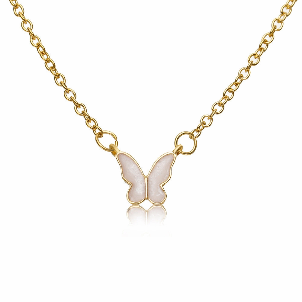 Wholesale High-grade Mother-of-pearl Butterfly Pendant Creative Simple Internet Celebrity Temperament Women's Clavicle Chain
