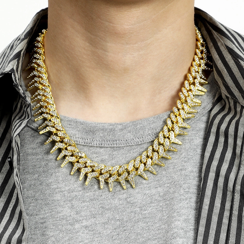 Wholesale Hip-hop Exaggerated Diamond Geometric Men's Thorny Cuban Chain
