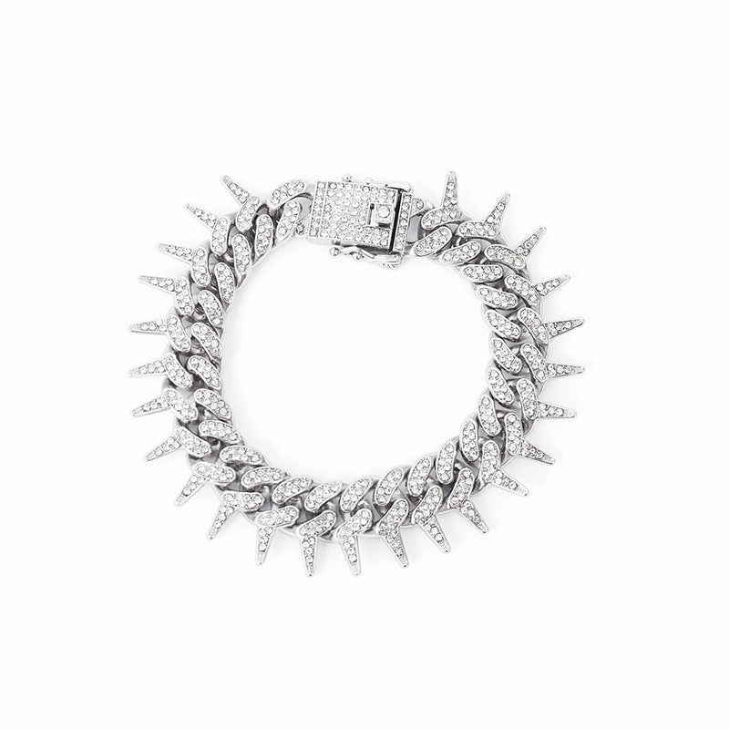 Wholesale Hip-hop Exaggerated Diamond Geometric Men's Thorny Cuban Chain