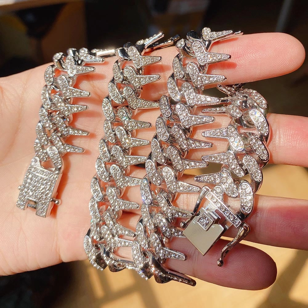 Wholesale Hip-hop Exaggerated Diamond Geometric Men's Thorny Cuban Chain