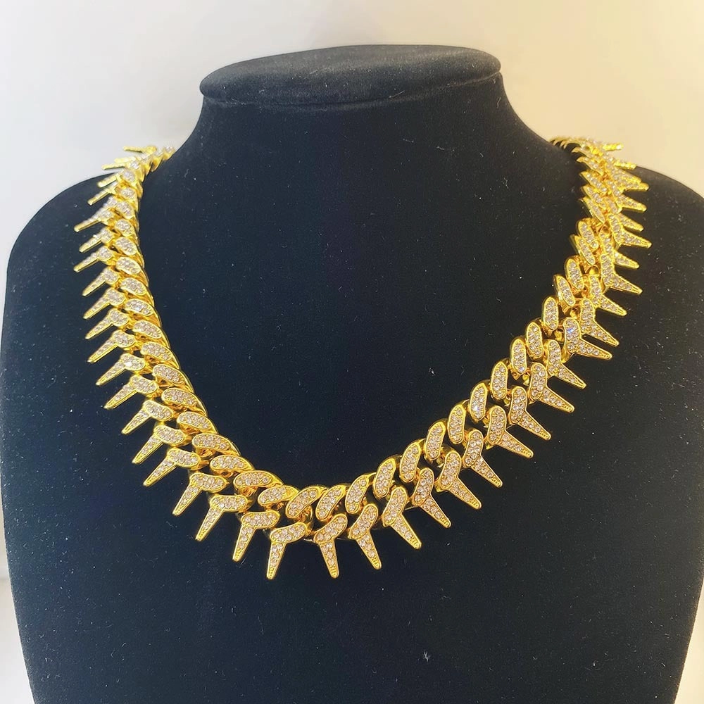 Wholesale Hip-hop Exaggerated Diamond Geometric Men's Thorny Cuban Chain