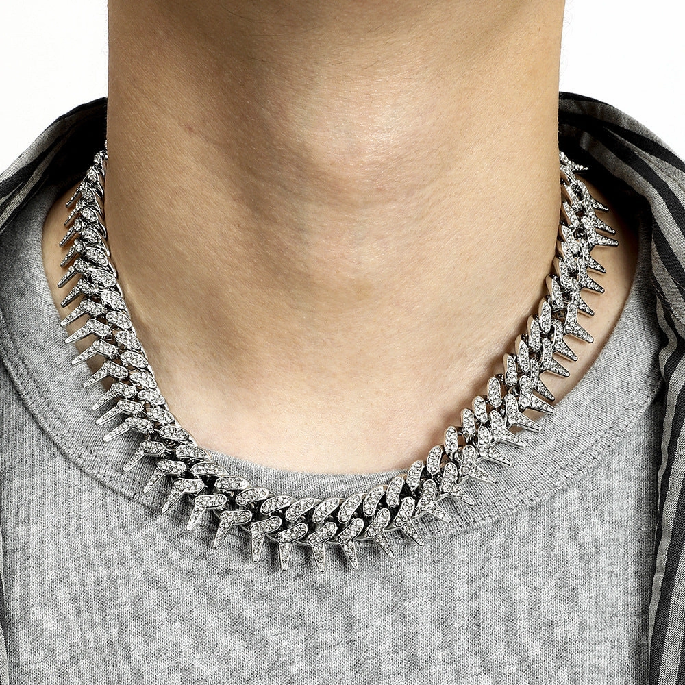Wholesale Hip-hop Exaggerated Diamond Geometric Men's Thorny Cuban Chain