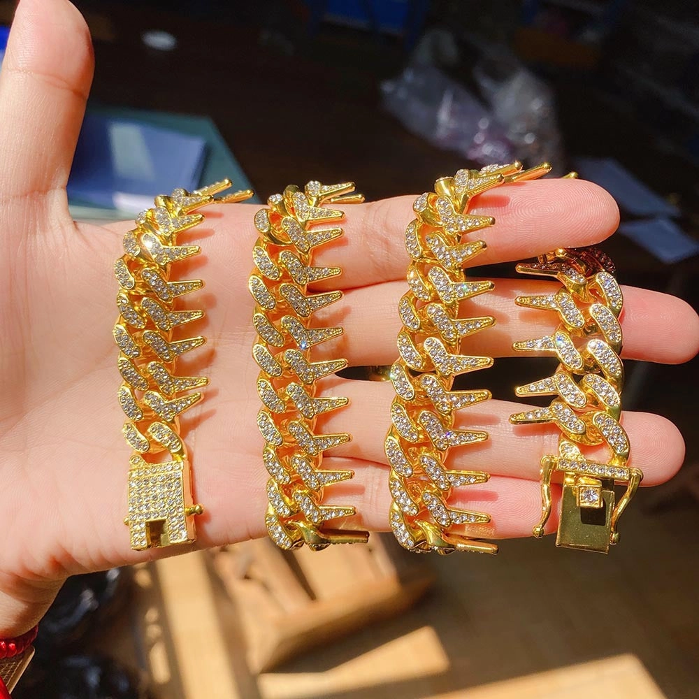 Wholesale Hip-hop Exaggerated Diamond Geometric Men's Thorny Cuban Chain