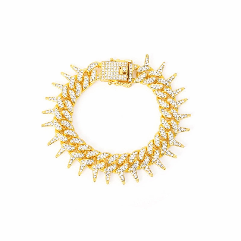 Wholesale Hip-hop Exaggerated Diamond Geometric Men's Thorny Cuban Chain
