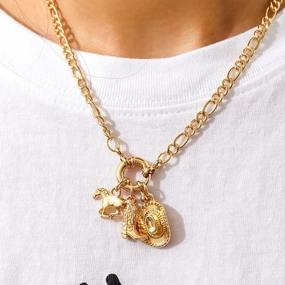 Wholesale Hip Hop Horse Western Style Cowboy Hat Necklace