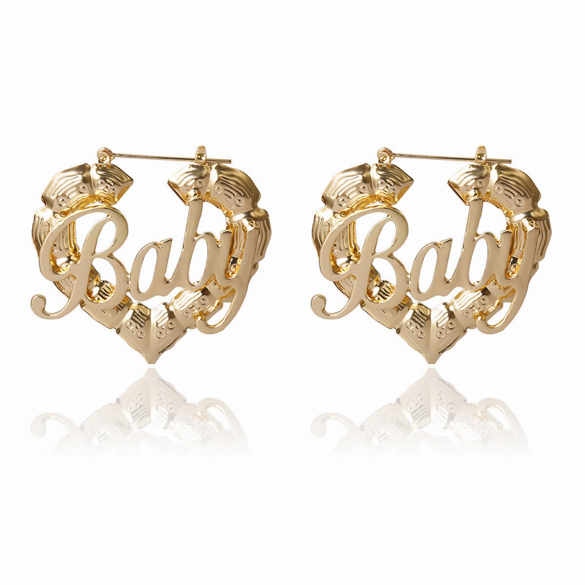 Wholesale Hip-hop Punk Round Pockmarked Heart Letter Earrings