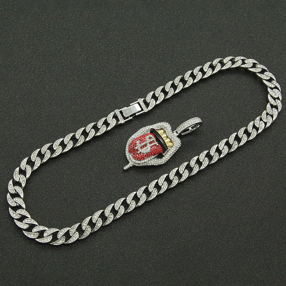 Wholesale Hip Hop Rap Rap Decorated Full Diamond Three-dimensional Dollar Tongue Pendant