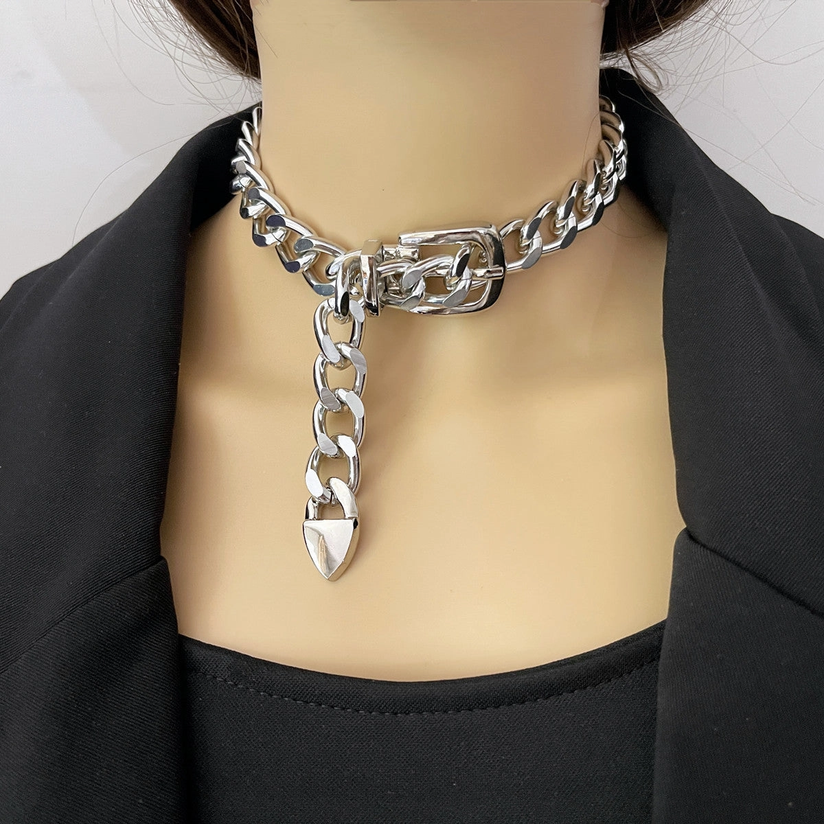 Wholesale Hip-hop Simple Design Belt Buckle Chain Clavicle Necklace