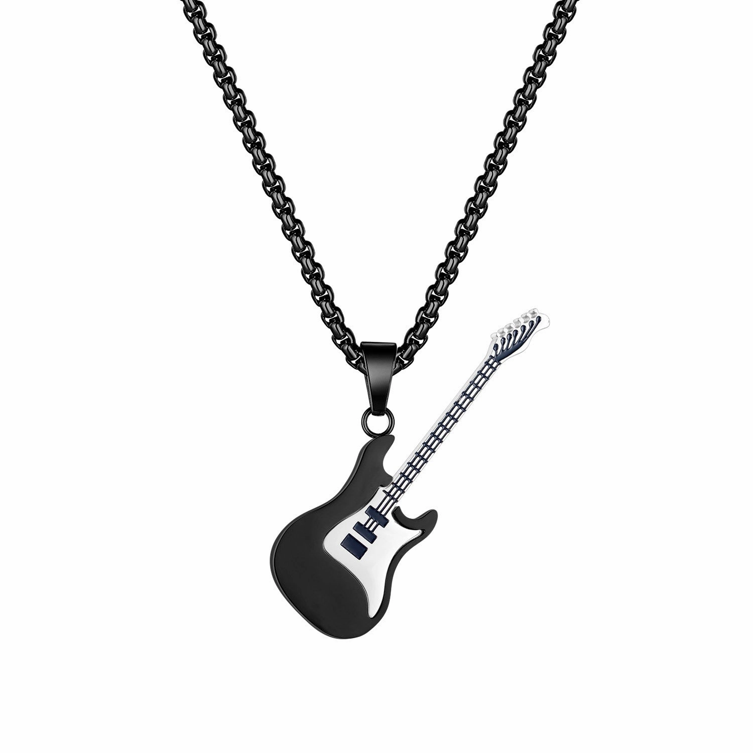 Wholesale Hip-hop Stainless Steel Guitar Pendant Trendy Men's Necklace