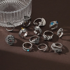Wholesale Hip-hop Style Trendy Retro Zinc Alloy Open Adjustable Ring